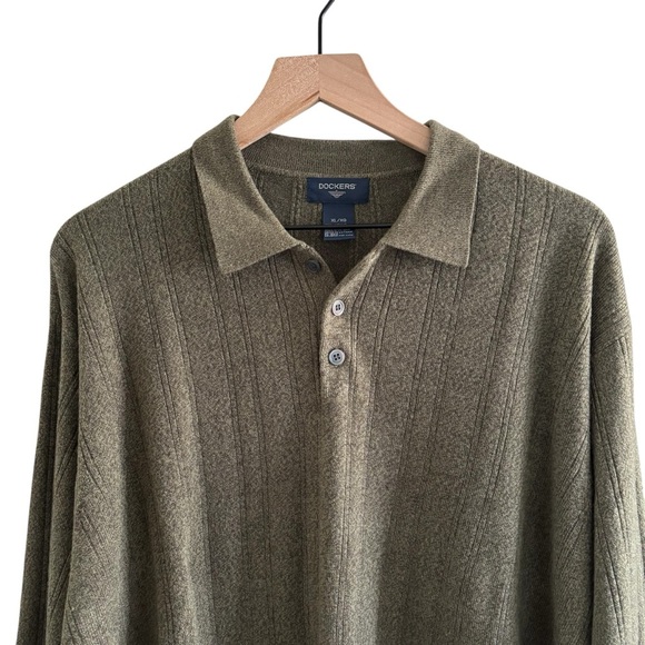 Dockers Olive Knit Polo Sweater Men's Size XL Office Business Casual Pullover - Picture 2 of 14